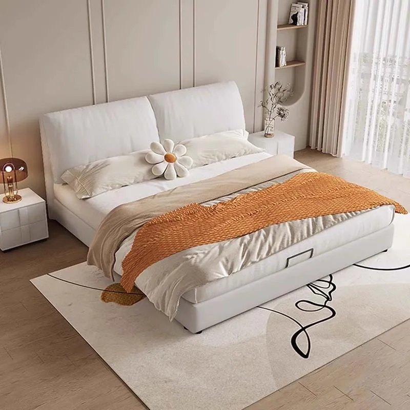 

Multifunctional Bedroom Bed Modern Aesthetic Queen Size Double Bed Luxury Wood Marco De Cama Queen Moderno Nordic Furniture