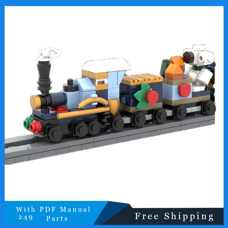 ชุดตัวต่อรถไฟเมืองฤดูหนาว 249 ชิ้น แบบ MOC ประกอบเอง ของเล่นเสริมพัฒนาการด้านการศึกษา ของขวัญสุดพิเศษ