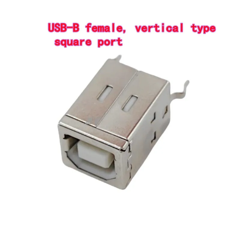 10pcs USB-B 90° square printer female connector BF-180° straight plug with bent pins D-type white glue interface square bent-pin