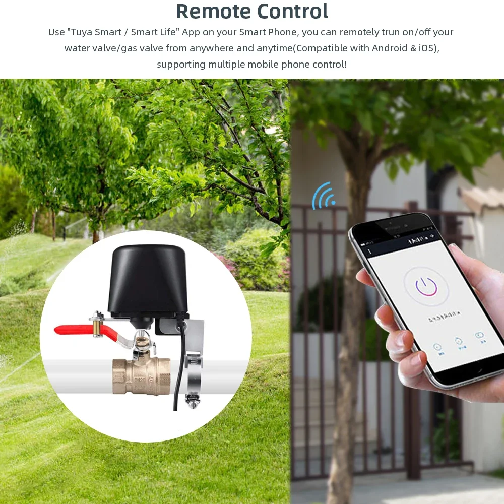 Tuya Smart WiFi ZigBee Home Shut Off Controller ON/OFF Auto Control Countdown Timer Valve Alexa Google Water Gas Leakage Valve