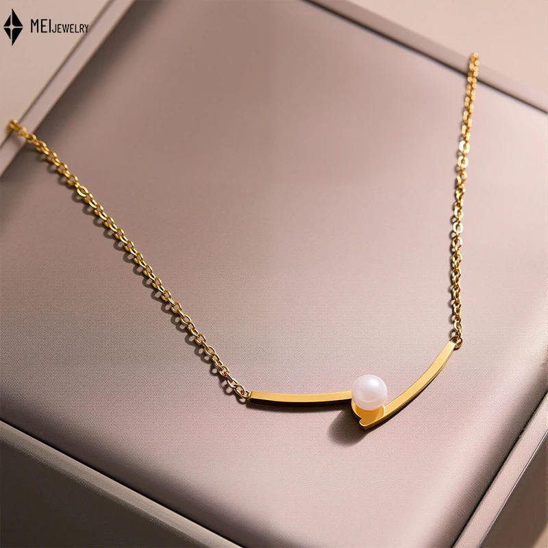 Французская роскошная нишевая дизайнерская цепочка с замком из нержавеющей стали, оптовая продажа, ожерелье с подвеской в виде креста и жемчуга для женщин