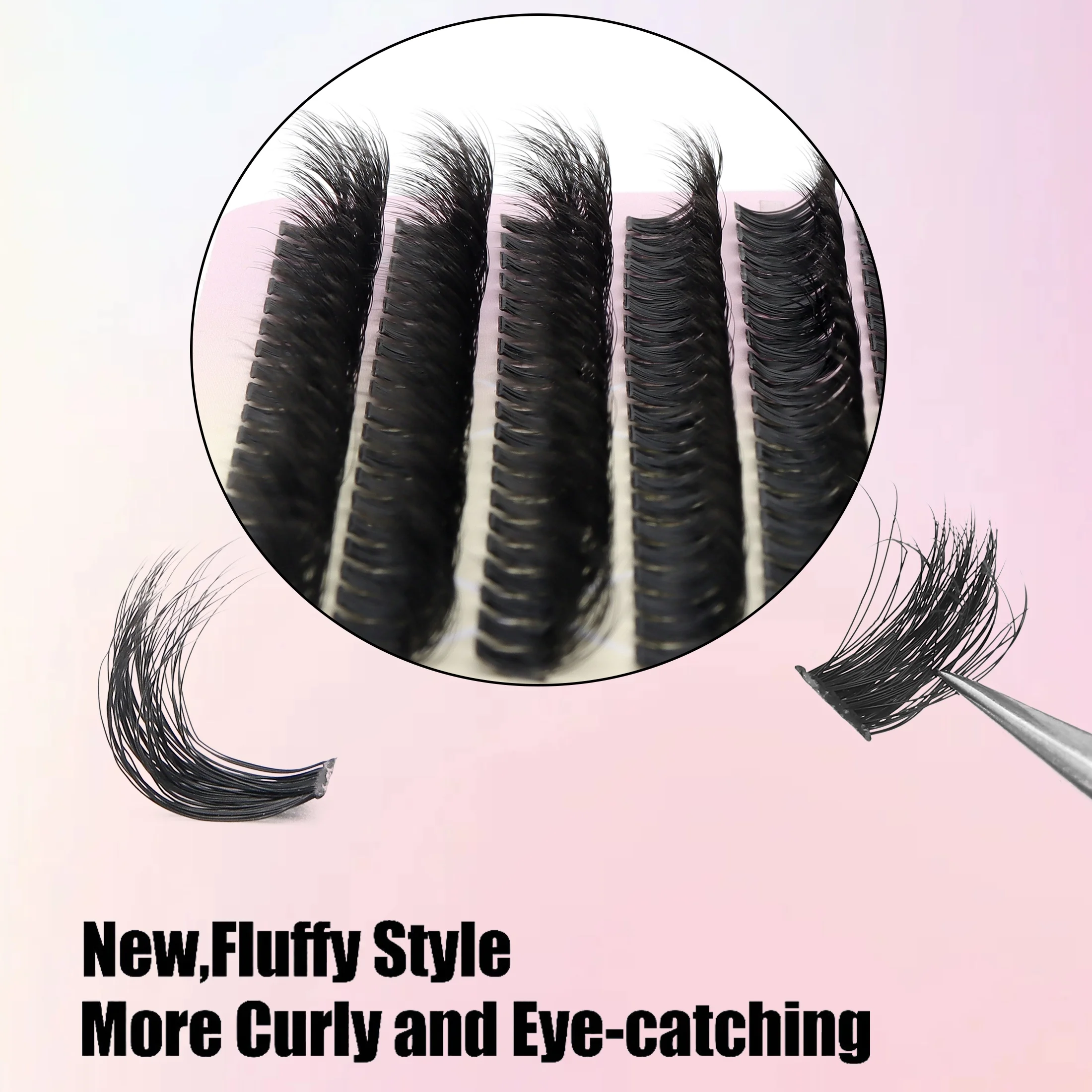 Lashes Eyelash Extension - Fluffy Volume Lash Clusters Individual False