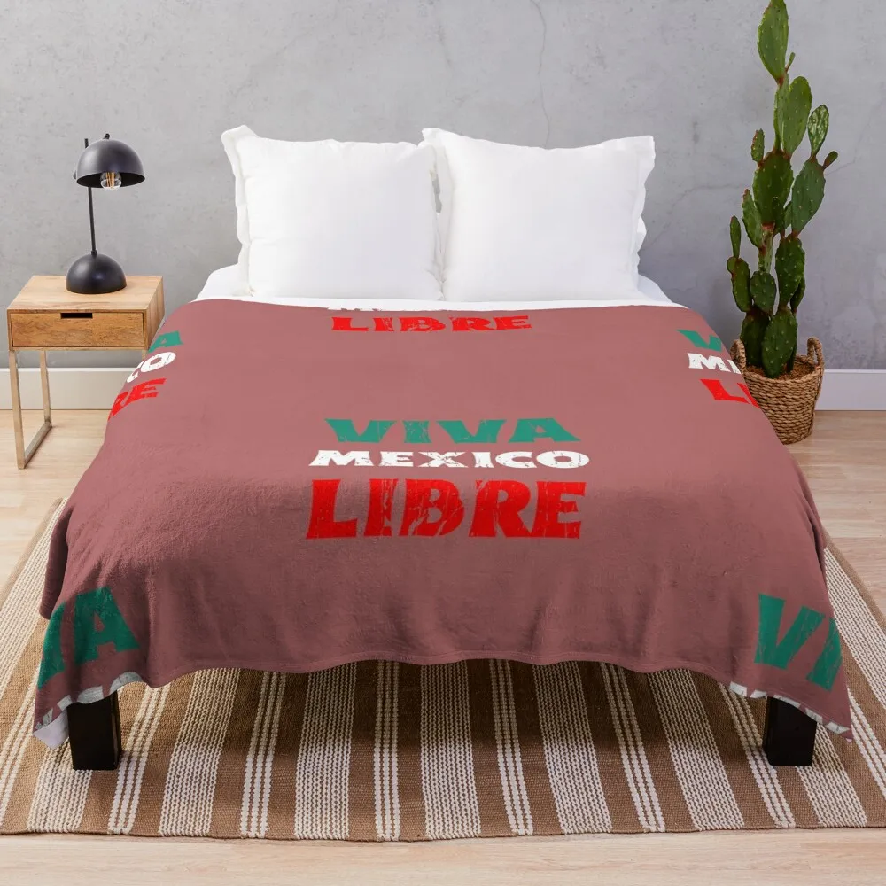 VIVA MEXICO LIBRE Throw Blanket Personalized Gift warm winter Blankets