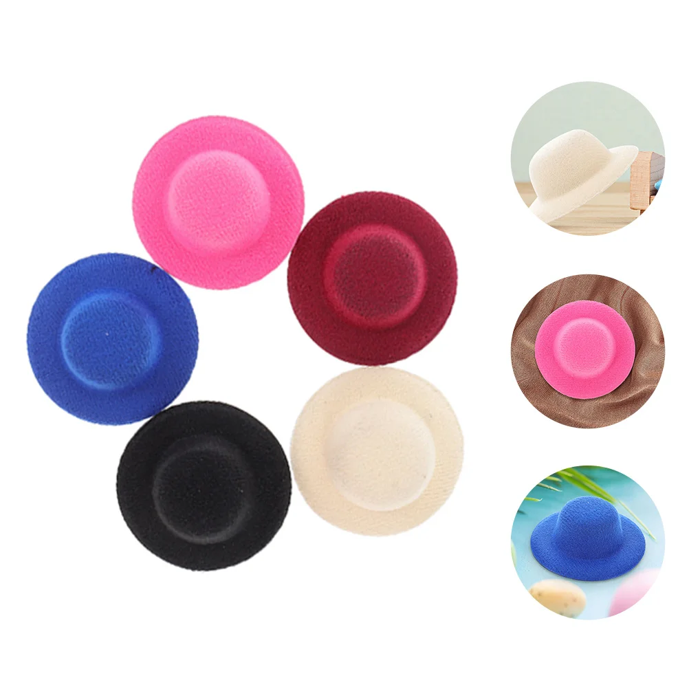 15 Uds. Sombrero pequeño, juguetes para niñas, sombreros artesanales DIY, accesorios para fotos, molde en miniatura, decoración, gorros de tela, decoraciones para bebés