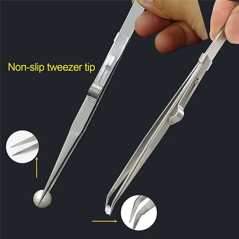 Compatible 3 Pack Diamond Tweezers Jewelers Holder Pick Up Tool Stainless Steel Tweezers Diamond Claw Tweezers Gems Tweezer