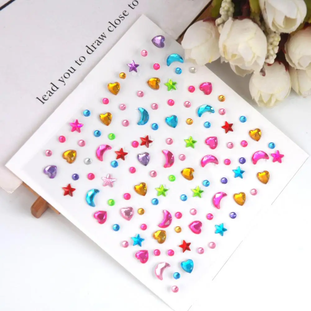 Colorful Rhinestone Stickers Star Moon Gem Stickers for Scrapbooking & Journaling Self-Adhesive Sparkling Gems for Card Making