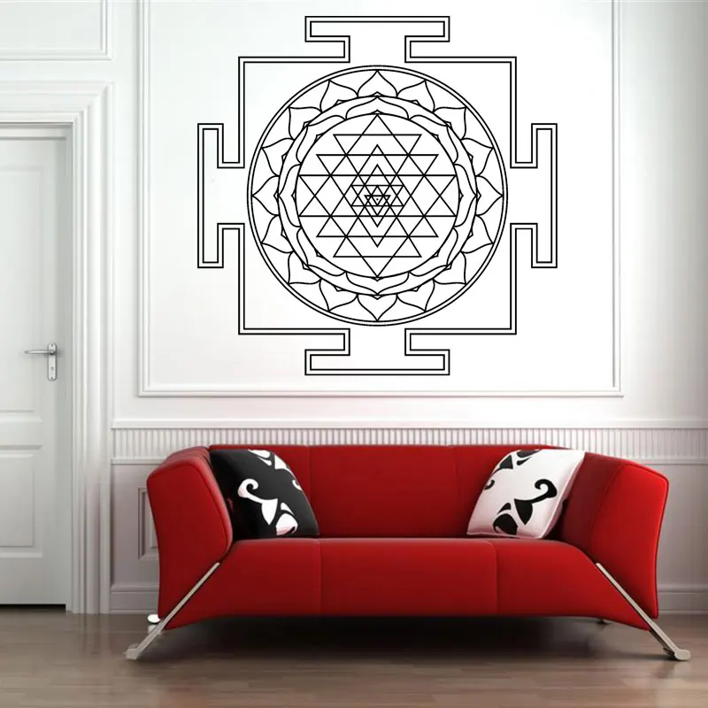 Sri Yantra Mandala Decal Wall Room Decor Art Vinyl Sticker Mural Yantra Logo Symbol Big Large Size Home Decoration MA-40