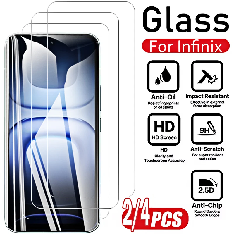 2/4PCS Anti-Scratch 2.5D Front Tempered Glass for Infinix Hot 70 Hot70 X6895B 6.78