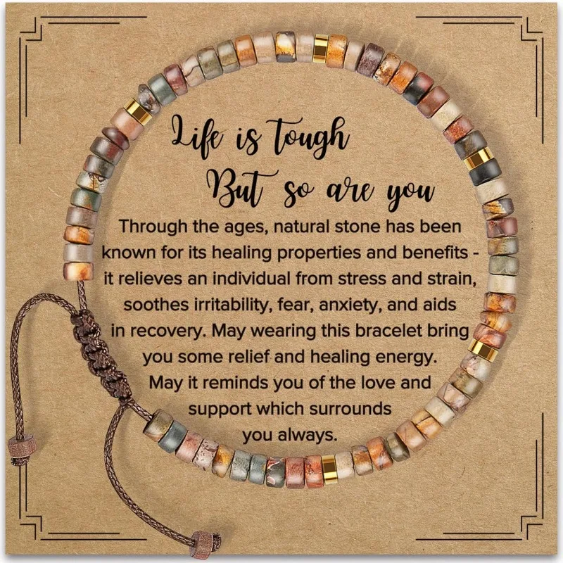 Regalos inspiradores Pulseras para mujeres Pulseras de piedra natural curativas: regalos para mujeres, mejores amigos, hermanas y niñas