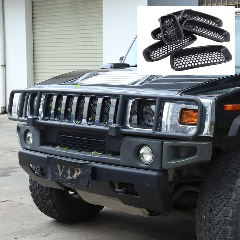 ABS Car Front Grille Insect-Proof Air Inlet Filter Net Protection Cover Grill Trim For Hummer H2 2003-2007 Car Accessories