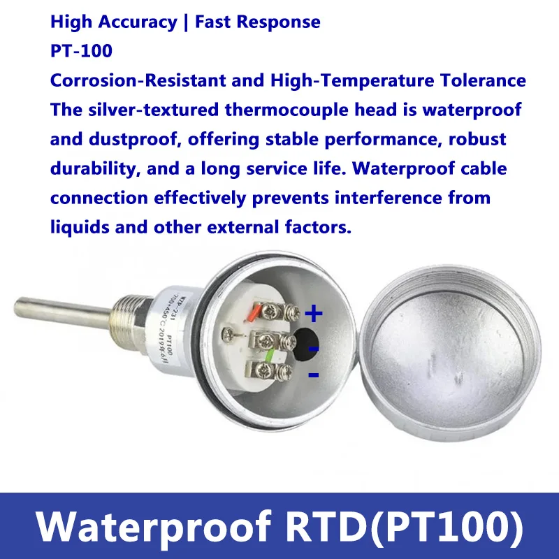 الفولاذ المقاوم للصدأ-200 ~ 420 مللي متر RTD PT100 مسبار استشعار درجة الحرارة 1/2 موضوع الحرارية محطة رئيس لمستشعر درجة الحرارة #3