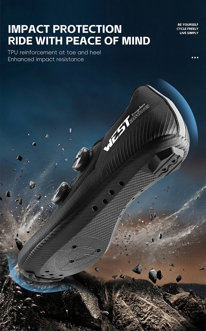 WEST BIKING Herren-Rennradschuhe mit Carbonfaser-Sohle, Dual-Dial-Renn-Sneaker, leichte, atmungsaktive Fahrradschuhe für SPD SL – Detail 9