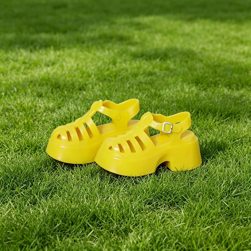 Ob22 24 Römische Käfig-Sandalen mit Riemen, dicke Plateausohle, Jelly-Plastik-Puppenschuhe, Puppen-Accessoires für Blythe Azone 1/8 Bjd Puppe