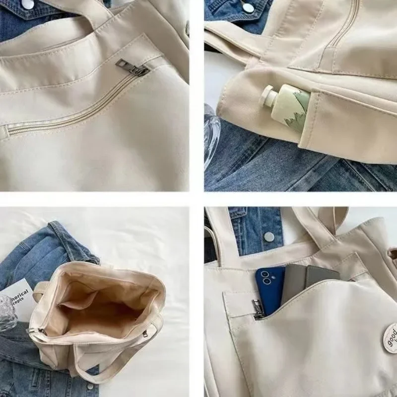 Bolso de hombro de lona para mujer, bolsa de mano de gran capacidad para estudiantes, a la moda, novedad de 2023