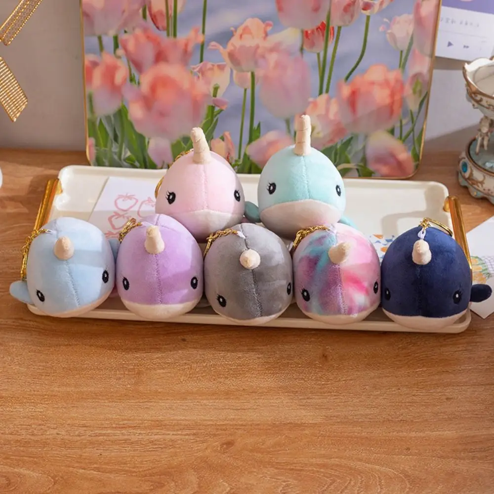 Soft Cartoon Plush Whale Keychain Stuffed Fluffy Animal Plush Whale Doll 12cm Ins Whale Plush Pendant Female Lady Girl