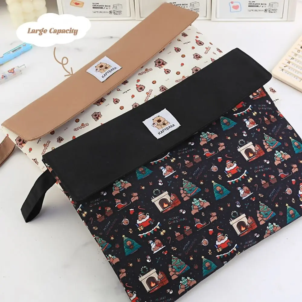 

Сумка для файлов с изображением капибары, двухслойная сумка для хранения на молнии, большая вместительная портативная сумка для классификации предметов, школьный офис