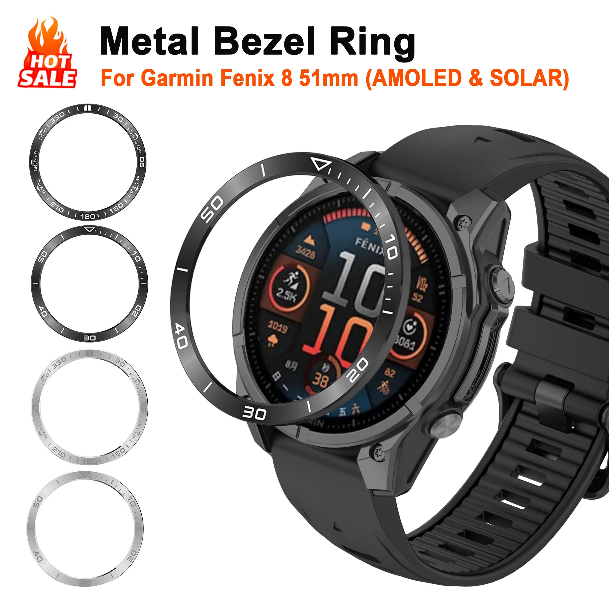 Metal Bezel Ring for Garmin Fenix 8 AMOLED 51MM 47MM Smart Watch Bumper for Fenix 8 SOLAR 51MM Shell Frame Protective Ring
