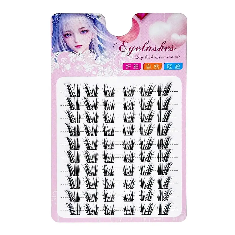 12mm Cat Eye Manga False Eyelashes C Curl DIY Eyelash Extensions Wet-Look Spiky Anime Lashes Reusable Individual Fake Eyelashes