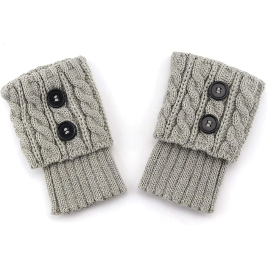 ถุงเท้าบูทสั้นถักโครเชต์สำหรับผู้หญิง 3 คู่ ปลอกขาถักนิตติ้งสำหรับชุดลำลอง เครื่องประดับแฟชั่นฤดูหนาว