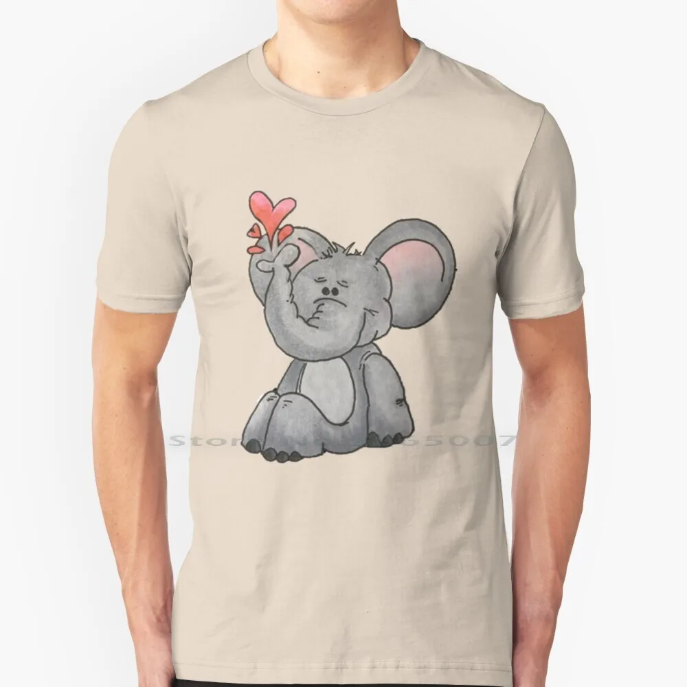 Lots Of Love 100% Cotton T Shirt Love Valentines Day Sweetheart Red Hearts Grey Elephant Cartoon Kids Cute Circus Animal Tee