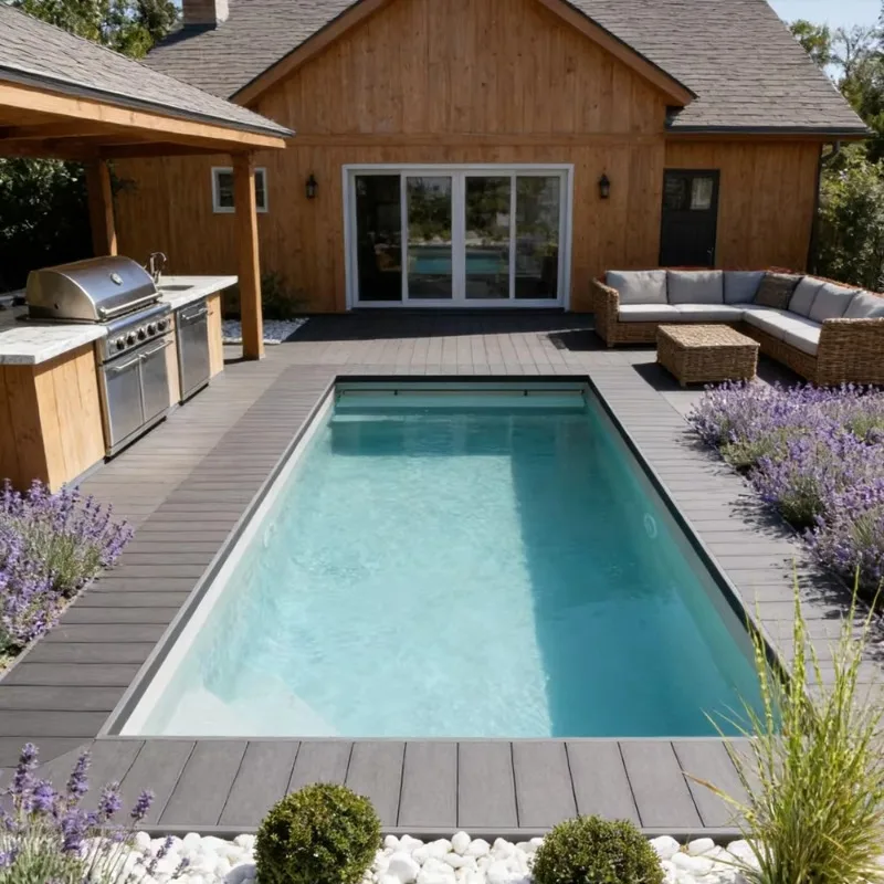 Shell Shaped Fiberglass Pool with Waterfall Grating for Family Residential Use Custom