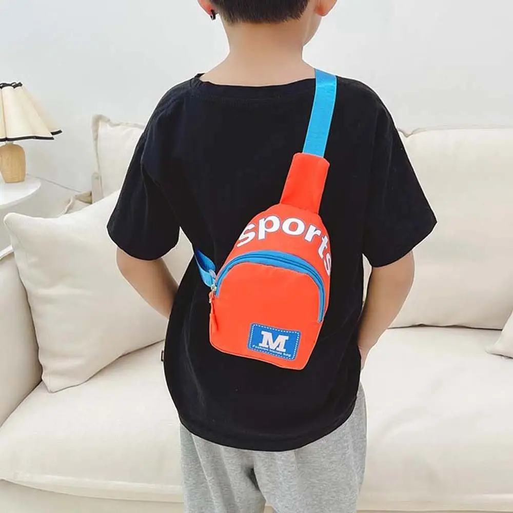 Letter M Kids Chest Bag Korean Style Nylon Children Crossbody Bag Coin Purse Handbag Outdoor Travel Shoulder Bag Daily