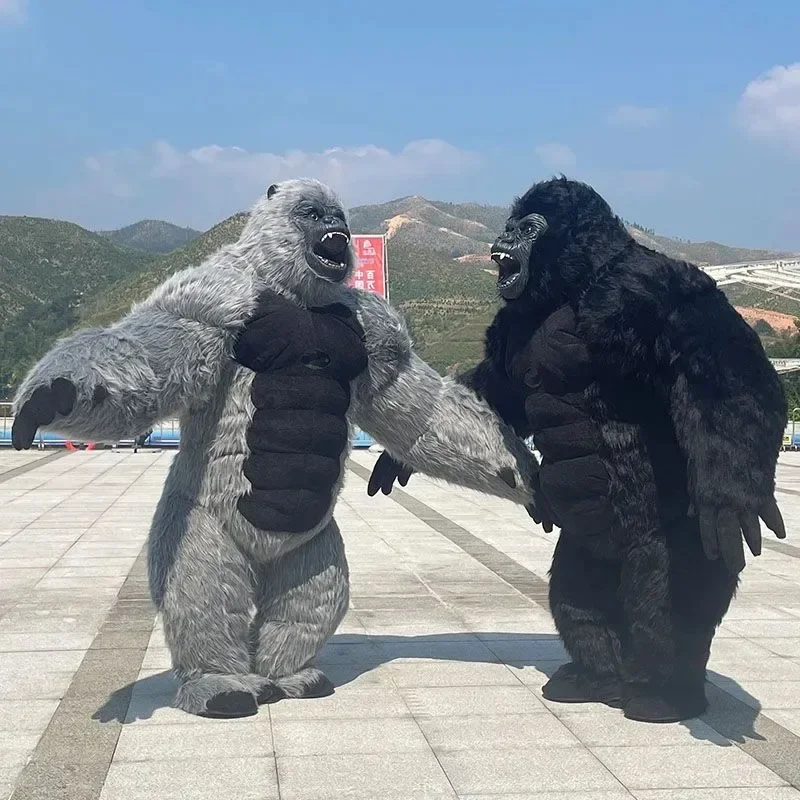 الحياة الحقيقية نفخ الغوريلا زي التميمة العملاق فروي الدعاوى تأثيري فستان بتصميم حالم لأحداث حفلة عيد الهالوين عيد الميلاد