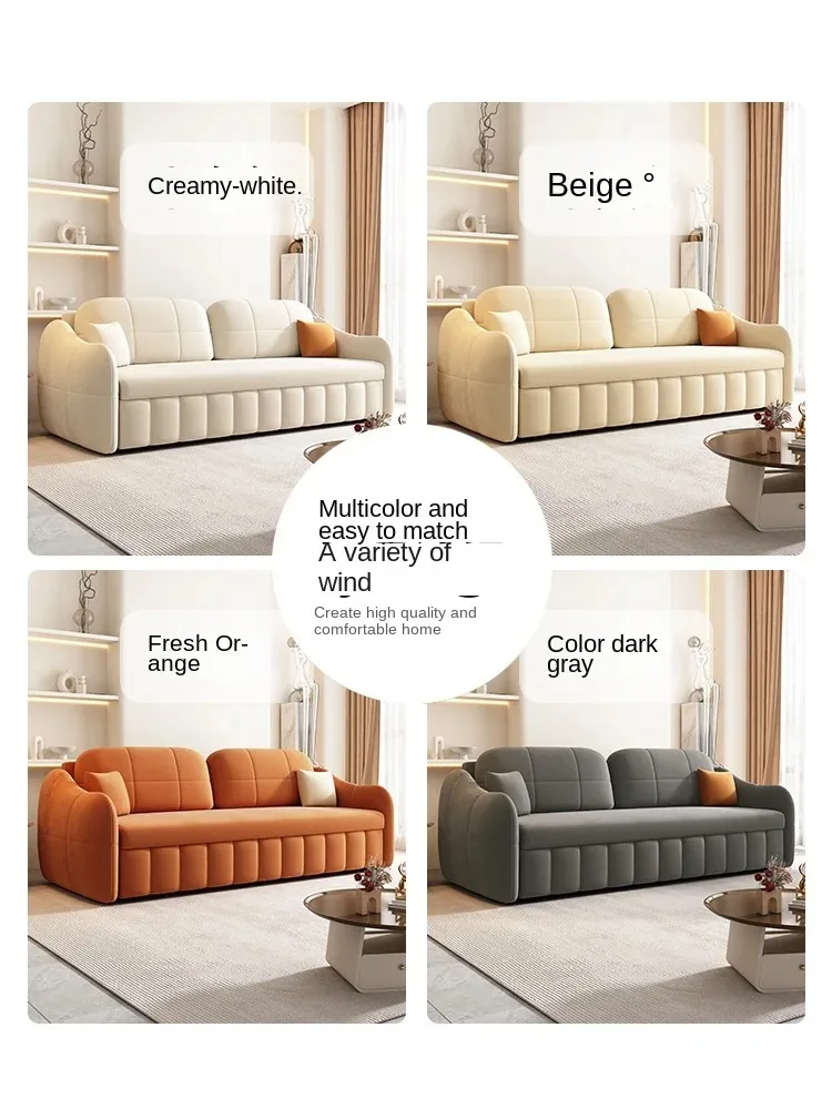 LMMCream Sofa Bed Foldable Dual-Purpose Multifunctional Retractable Bed Double Storage Cat Scratch Leather Sofa