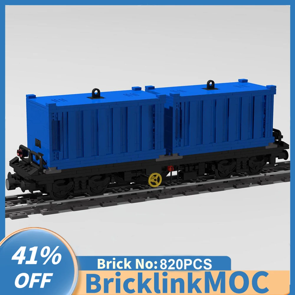 NEW 820PCS city industrial MOC 4 axles Container Wagon Cargo Train Car model DIY creative ChildToy birthdayGift technology Block