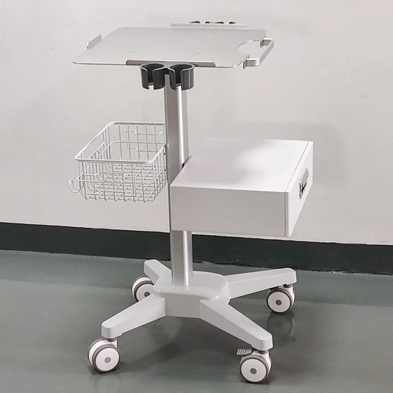 Medical Crash Cart with Wheels Modern Design Hospital Trolley for Ultrasound Machine Aluminum & ABS Material for Outdoor Use