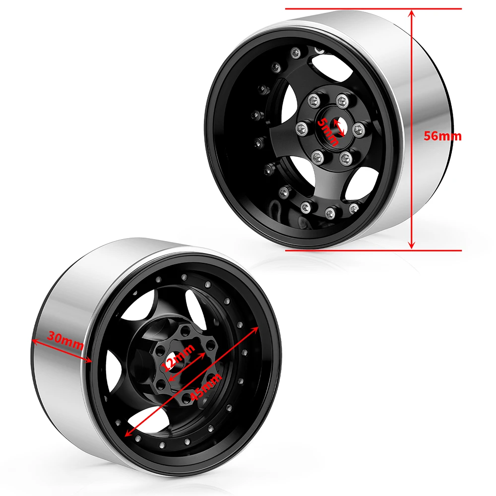 YEAHRUN 4 szt. Felgi Beadlock 1.9 cala z piastami do Axial SCX10 CC01 TRX4 TRX6 Wraith D90 1/10 RC Crawler Części Zamienne do Tuningu