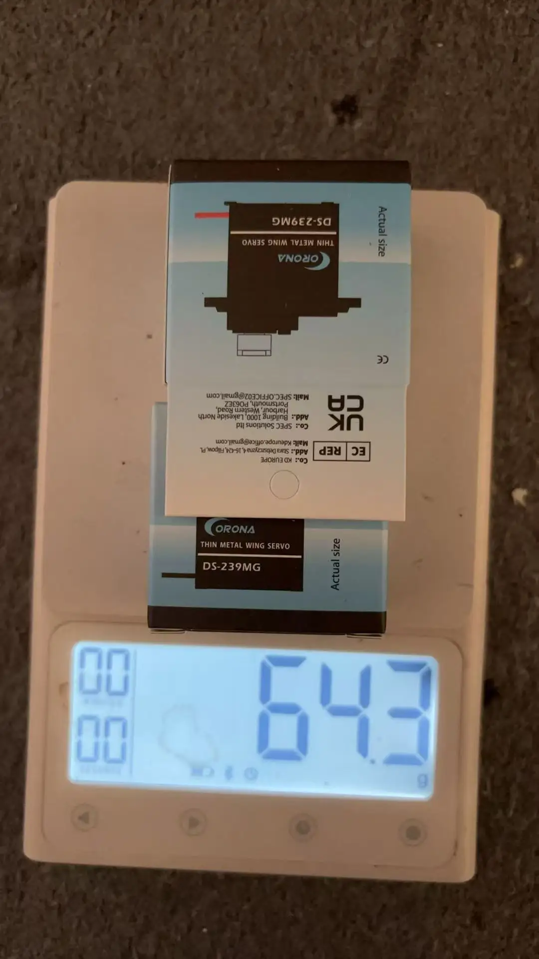 Corona DS239MG Digital Slim Wing Servo Metal Gear 4.6kg / 0.15sec / 22g For RC Fixed-wing Airplane