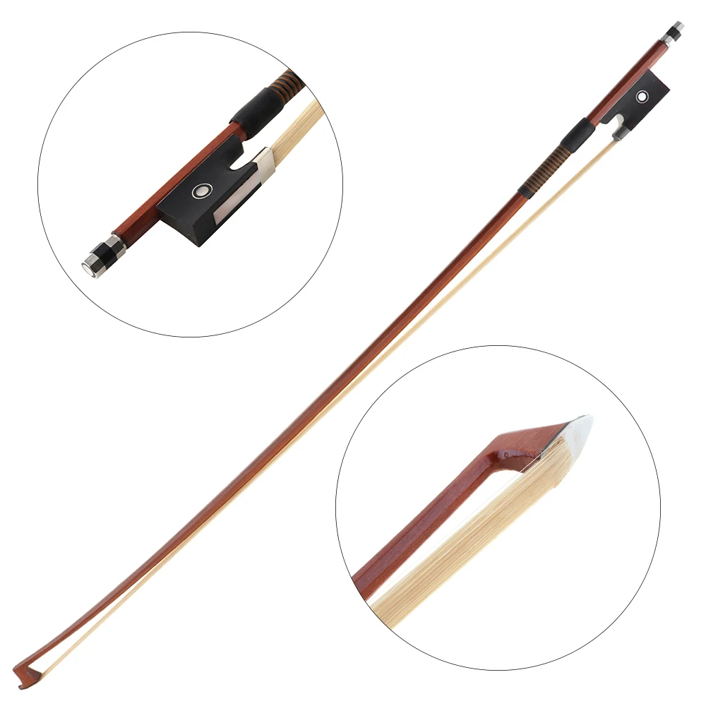 Professional Brazil Wood Bow Rod 1/4 Double Fisheye Ebony Horsetail Violin Octagonal Bow Violin Accessories