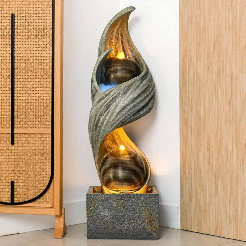 Floor-to-ceiling flowing water ornament simulation pottery pot light luxury high-end living room entrance decoration fountain