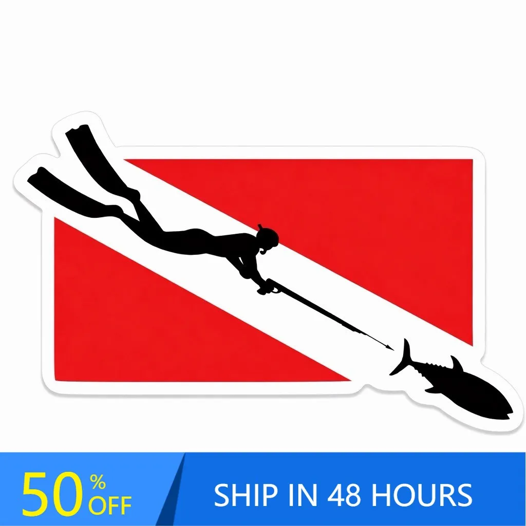 

Diving Flag Diver Spear Unique Camper Van Motor Home Boat Window Sticker Cute Cool Trendy