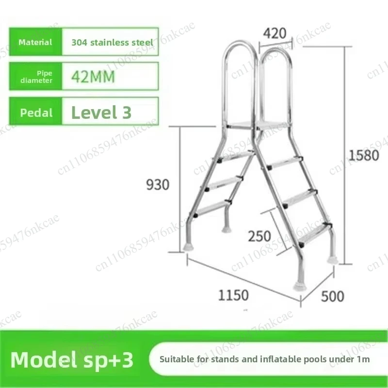 Steps Double Side Ladder for Above Ground Outdoor Swim Pool Stainless Steel Pool Ladder