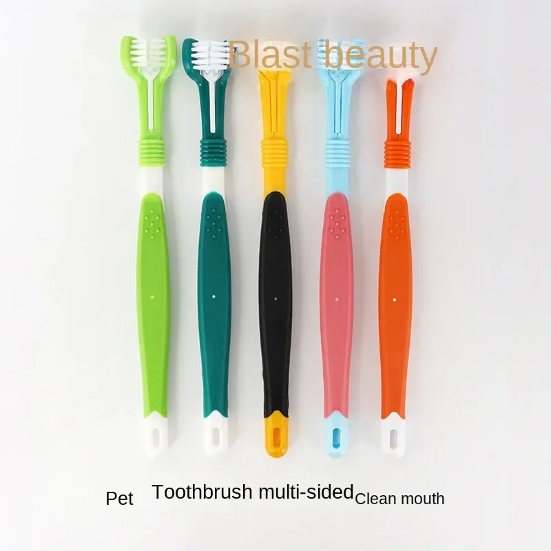 

Pet oral cleaning dog toothbrush cat toothbrush three heads and three sides