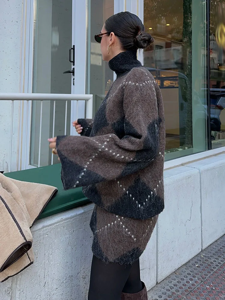 HH レディースファッションニットシングルブレスト長袖 O ネックセーター + 夏カジュアル弾性ウエストソリッドミニスカートセット Mujer