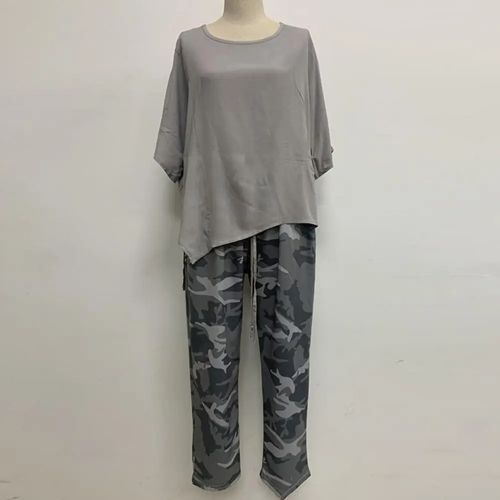 T-shirt à manches chauve-souris à col rond pour femme, ensemble de pantalons en Y, tenue décontractée à imprimé CamSolomon, vêtements 03, 2 pièces