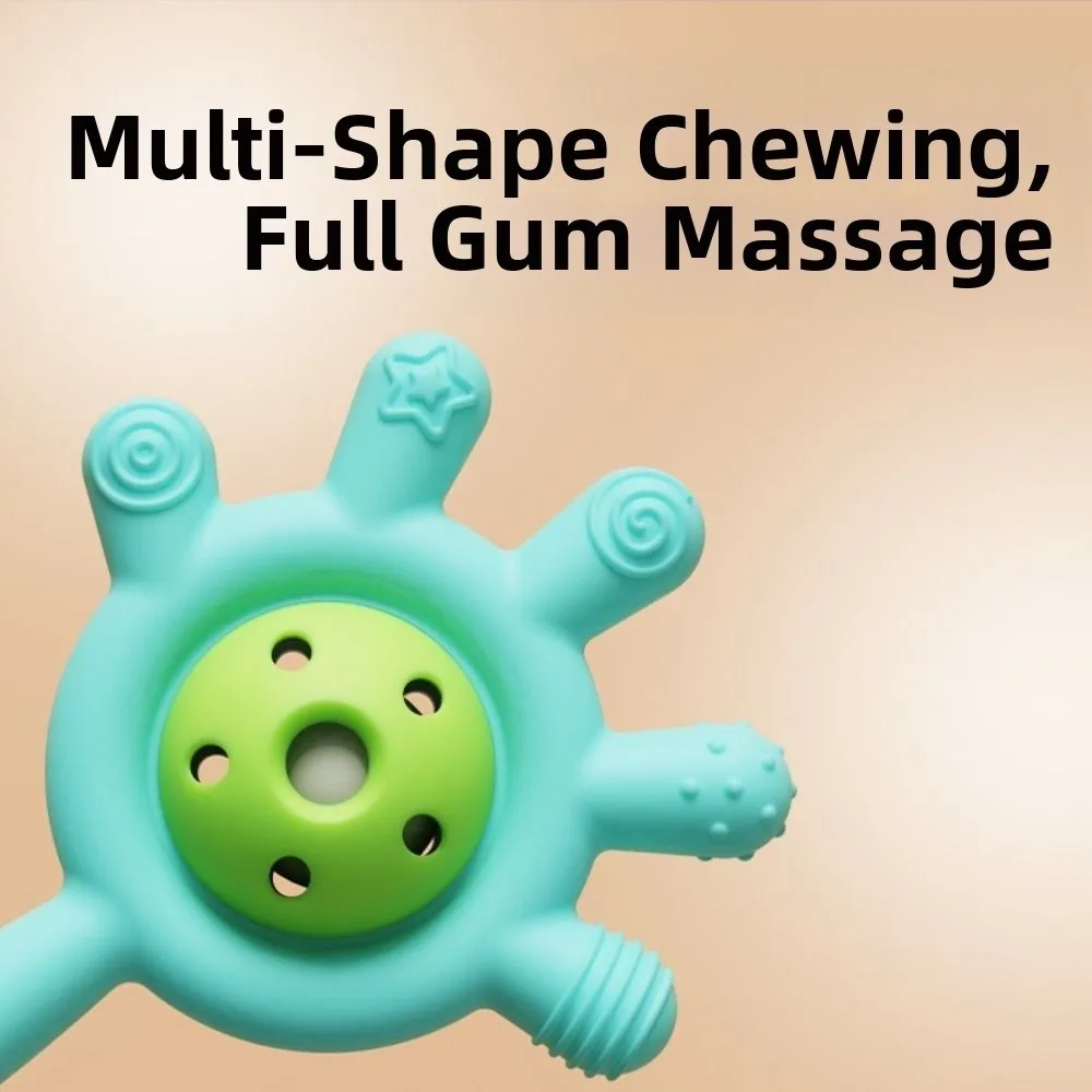 عالية الجودة سيليكون عضاضة لعبة BPA الحرة الرضع انتزاع هزة اليد جرس مهدئا الغذاء الصف التسنين ملحقات لعبة المضغ #2