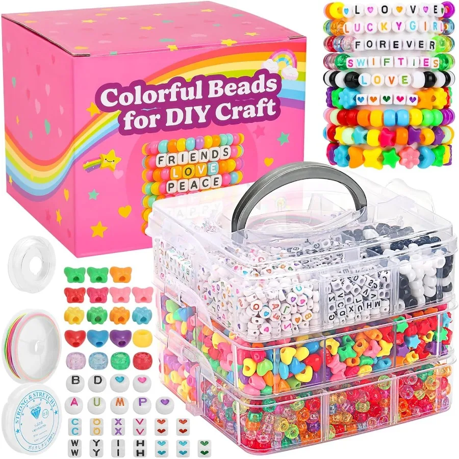 

3800 бусины «Пони»: оптом для браслетов, косичек для волос, красочные пластиковые бусины Kandi Star Letter для изготовления ювелирных изделий