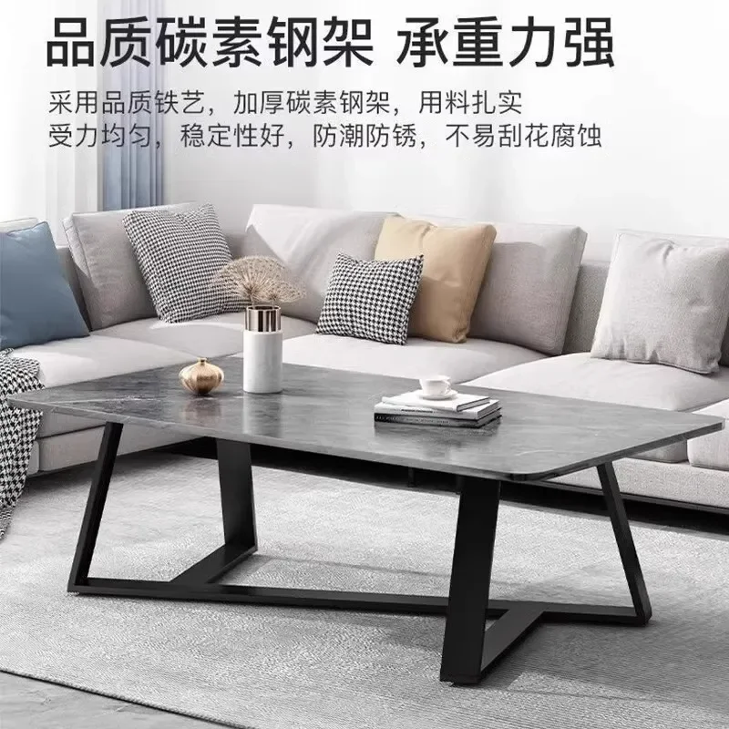 for Italian Light Luxury Coffee Table Minimalist Marble Pattern Small Low Tea Table for Living Room Sofa Small Apartment Edge