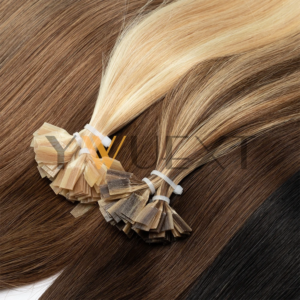 طرف مسطح وصلات شعر شعر الإنسان 12 ''-20'' الكيراتين تلميح الساخن الانصهار وصلة إطالة شعر طبيعي ضوء الوزن رقيقة ينتهي 30 جرام/الحزمة