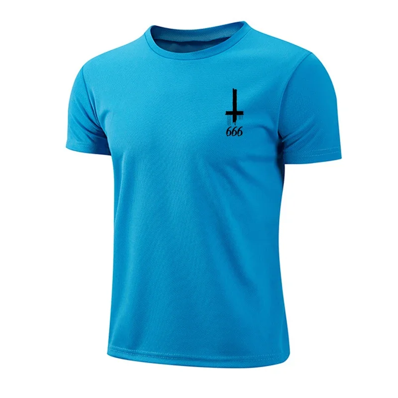 2026 Mens T-shirt Printed Casual Exercise Tops Outdoor Jogging Cycling Clothing Summer Quick-Drying Mesh Tees Running Sportswear