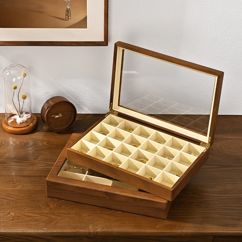 Oirlv 나무 보석 상자 시계 보석 디스플레이 반지 목걸이 귀걸이 팔찌 상자 멀티 보석 보관 주최자 디스플레이 케이스