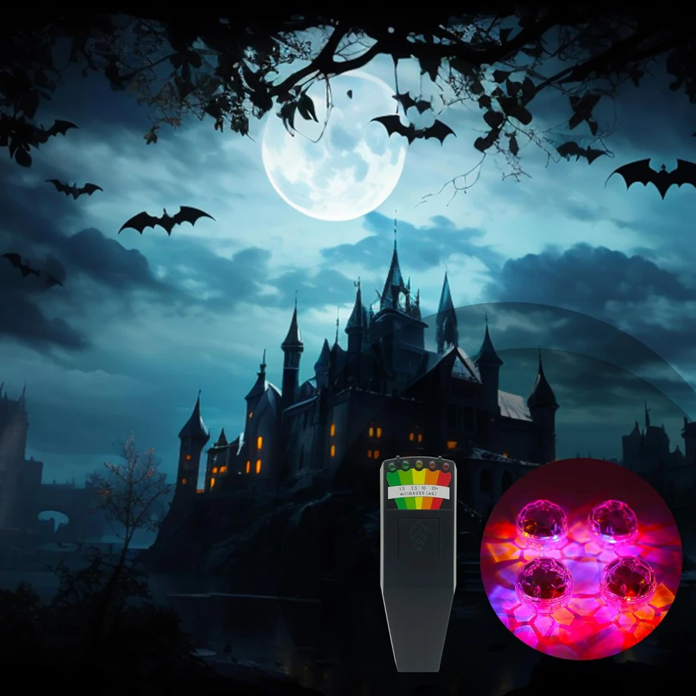 5 LED EMF Meter with 4 Motion Light Up Cat Balls Electromagnetic Field Radiation Meter 5 Scales Paranormal Equipment