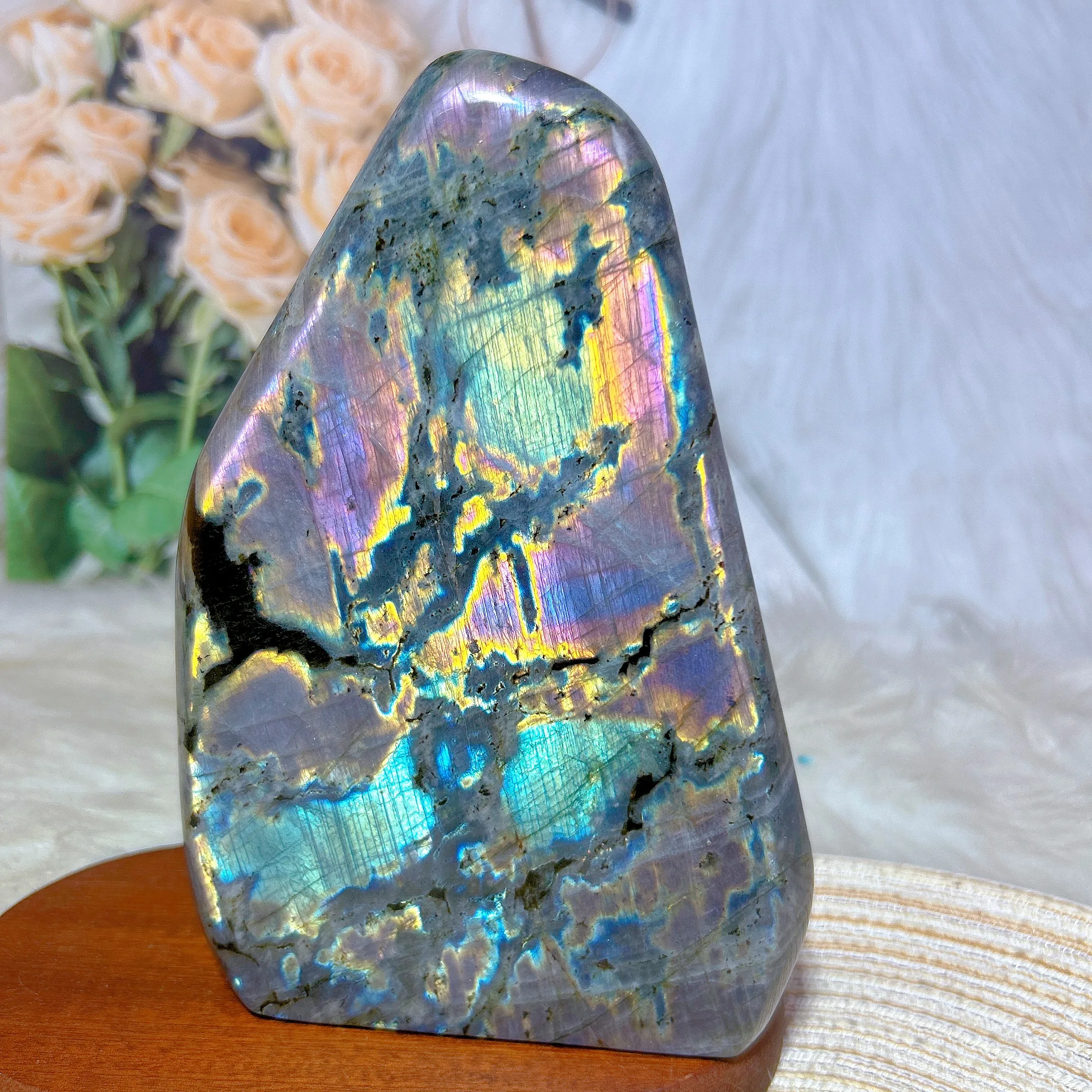 

Healing High Quality Natural Crystal Blue Purple Labradorite Free Form polished Home Decorations Mineral Energy Gift