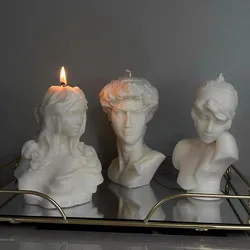 DIY Large Goddess Medusa snake head Candle Silicone Mold Mithus David Half Face Statue Epoxy Resin Silicone Mold Home Decor