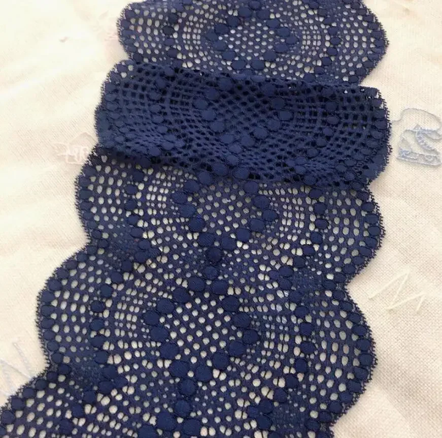 1 Meter Super Wide 18CM High Quality African Elastic Lace Trim Ribbon Blue Stretchy Lace Trimming