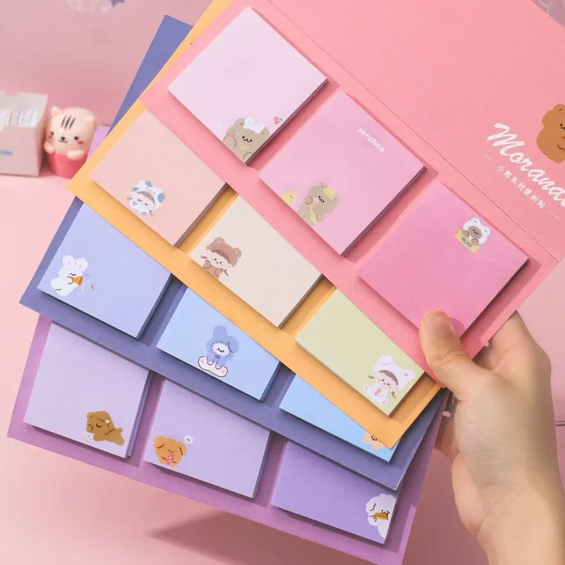 60pcs Kawaii 4color dog little girl series paper Notepad Self Adhesive Sticky Notes for Students School Stationery Office